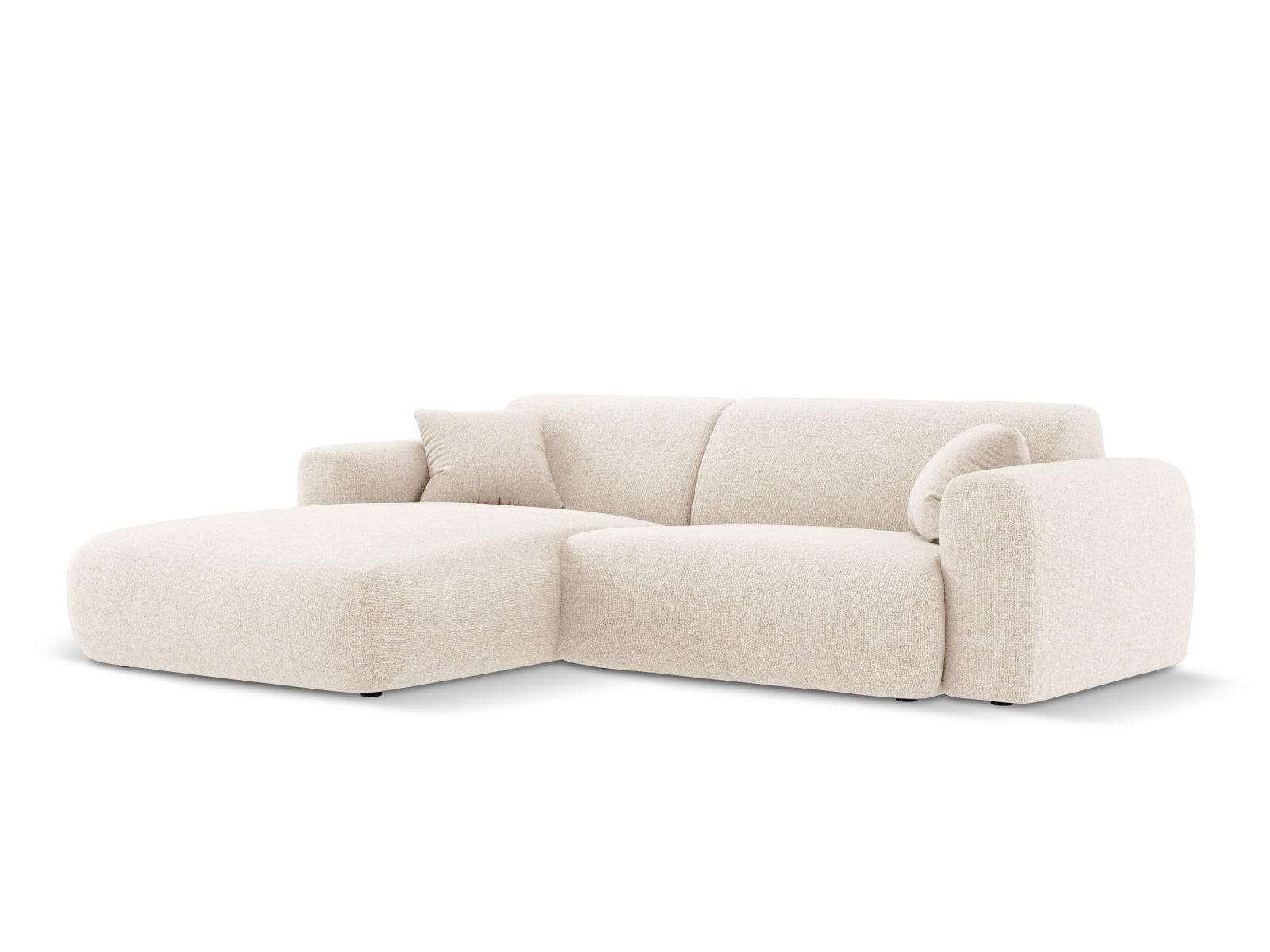 Stylisches Nolio Ecksofa links in sanftem Beige, perfekt für zeitgemäße Wohnzimmergestaltung, entworfen von Cosmopolitan Design.
