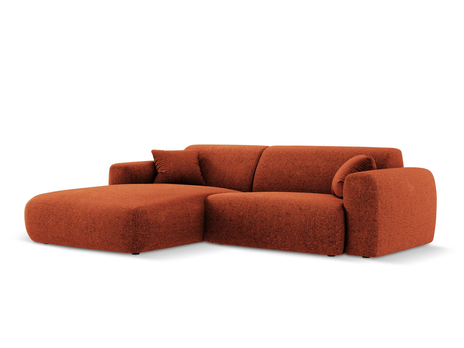 Elegantes Nolio Ecksofa links in warmem Terracotta, 4-Sitzer mit 170 cm, perfekt für stilvolle und einladende Wohnbereiche von Cosmopolitan Design.