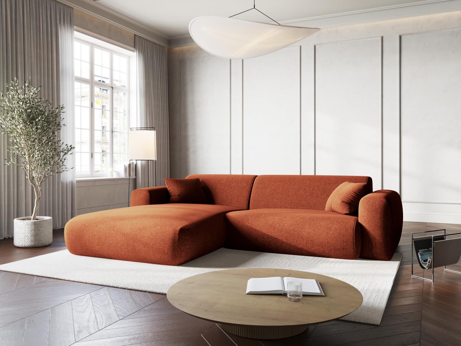 Modernes Nolio Ecksofa links in sanftem Terracotta, 4-Sitzer mit 170 cm, ideal für gemütliche und stilvolle Wohnräume von Cosmopolitan Design.