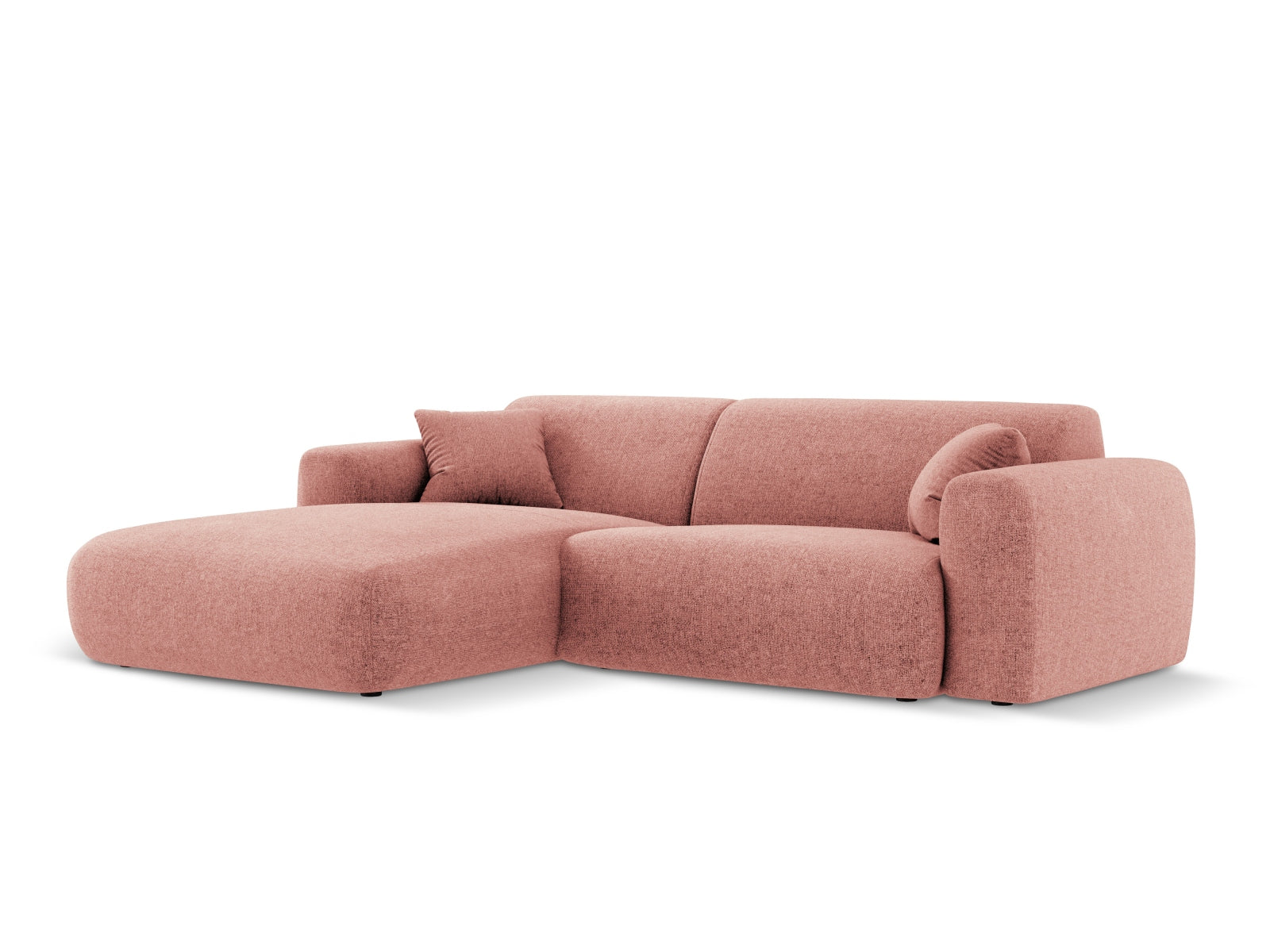 Elegantes Nolio Ecksofa links in sanftem Rosé, 4-Sitzer mit 170 cm, perfekt für stilvolle und einladende Wohnambiente.