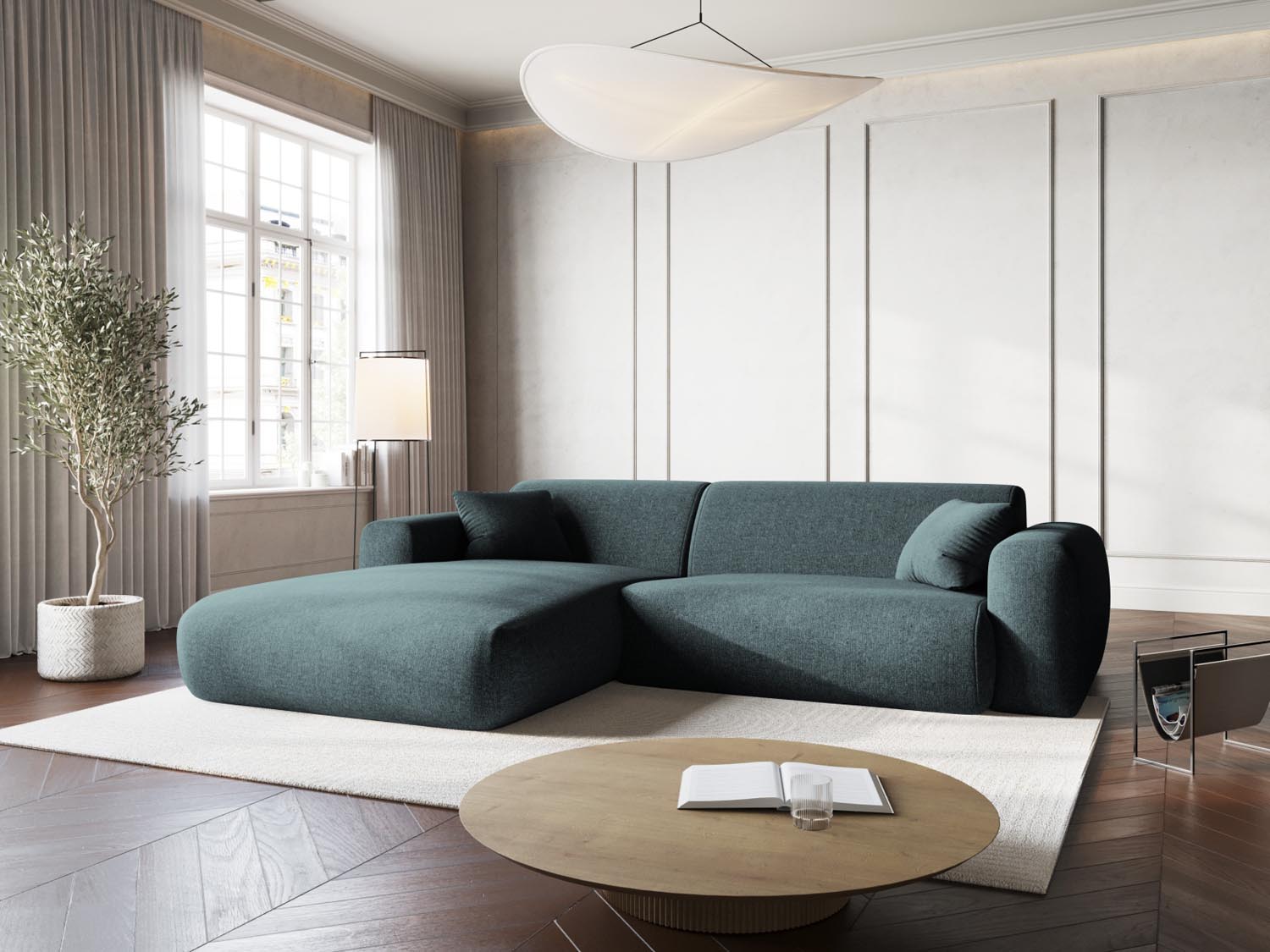 Stylisches Nolio Ecksofa links in Petrol-Haga, 4-Sitzer, 170 cm, ideal für gemütliche Abende und modernes Wohndesign von Cosmopolitan Design.