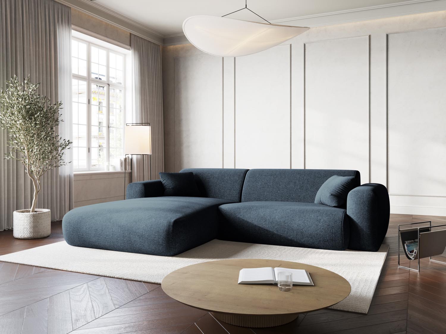 Elegantes Nolio Ecksofa links in Royal Blue, 4-Sitzer, 170 cm, ideal für moderne Wohnzimmer und gemütliche Abende.