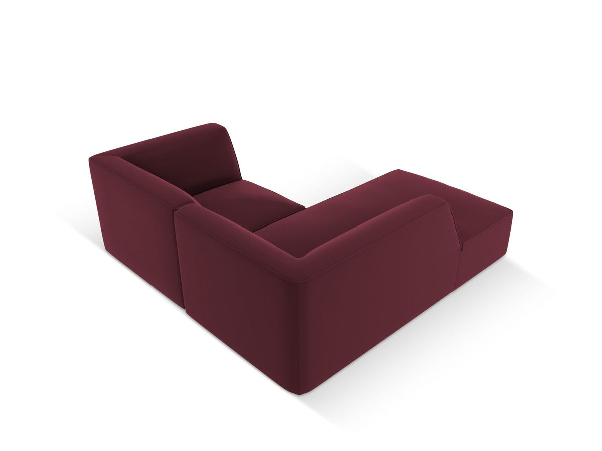 Modulares Ecksofa links Siena in Light Beige-Pacifico mit lederähnlichem Kunstlederbezug, schwarzen Kunststoffbeinen und Récamiere-Form.