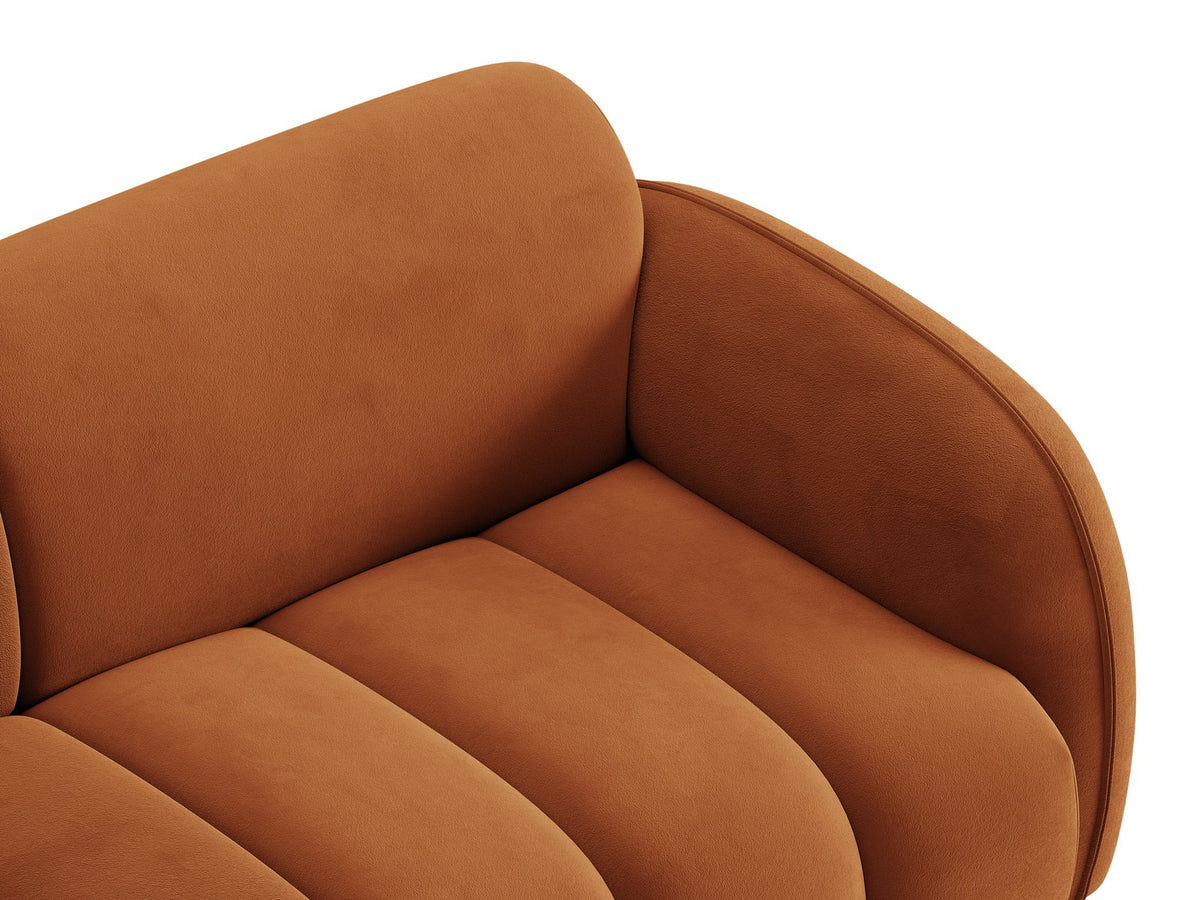 Bilbao Ecksofa links 3-Sitzer von Cosmopolitan Design in Light Beige-Casino Samtstoff, Holzrahmen, schwarze Kunststoffbeine, mit Récamiere.
