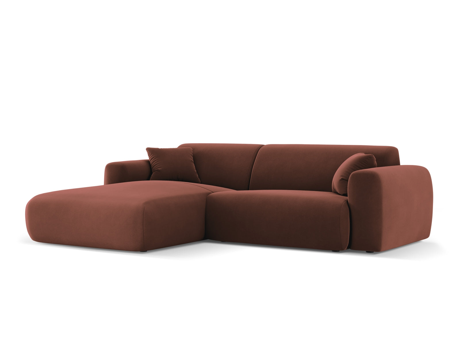 Modernes Nolio Velour Ecksofa links, 4-Sitzer, 170 cm in Cuoio-Casino, perfekt für gemütliche und stilvolle Wohnambiente von Cosmopolitan Design.