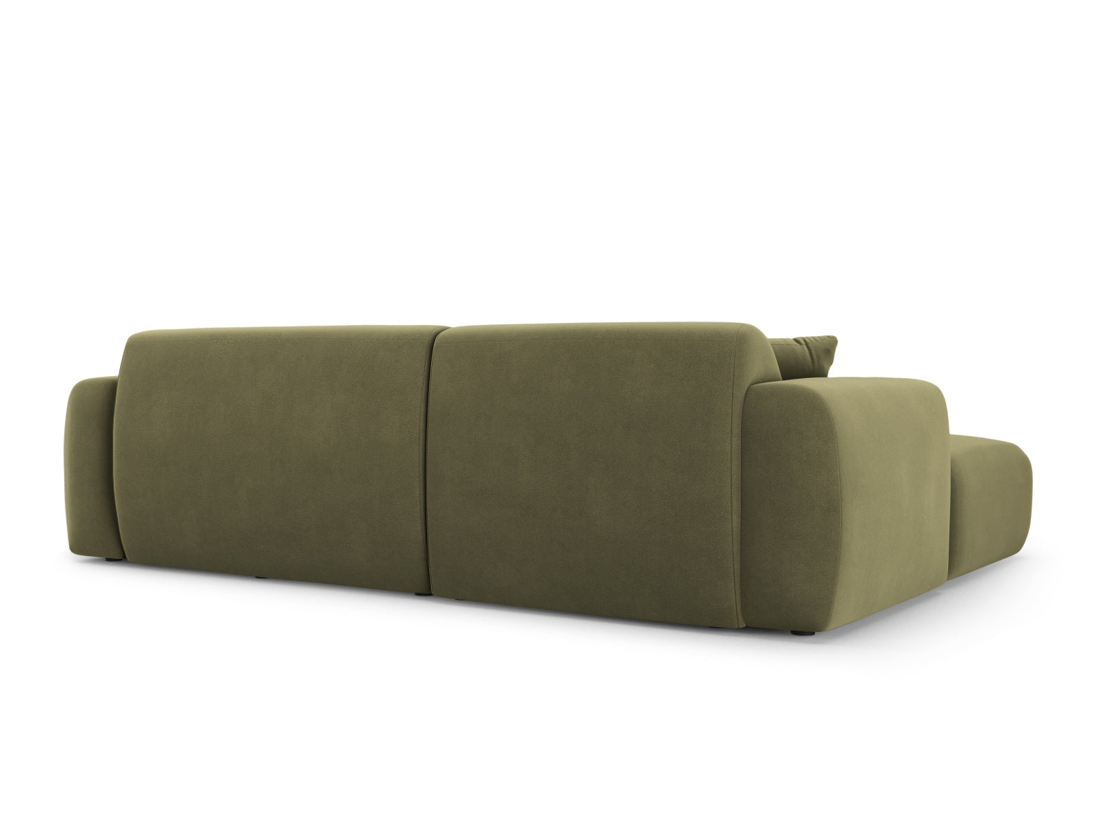 Elegantes Nolio Velour Ecksofa links in sanftem Hellgrün, ideal für stilvolle Wohnräume. Geräumiger 4-Sitzer von Cosmopolitan Design.