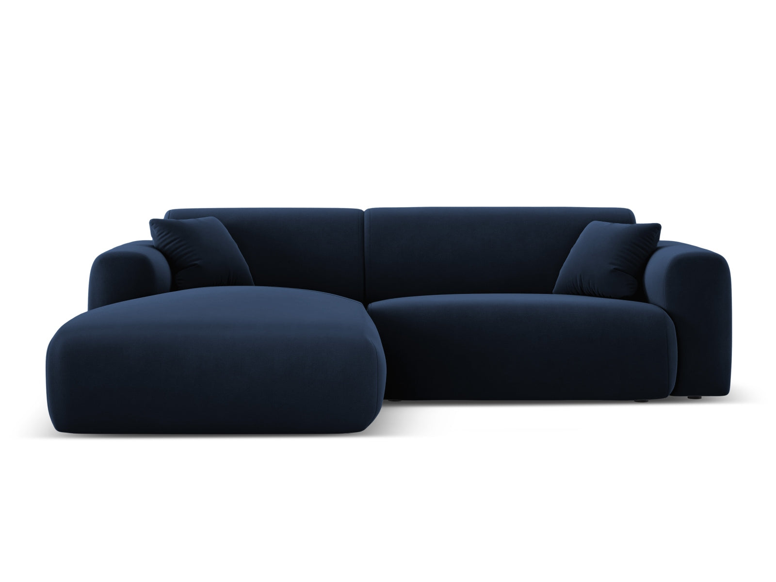 Modernes Nolio Velour Ecksofa links in Royal Blue, 4-Sitzer, 170 cm, perfekt für gemütliche Abende und stilvolle Einrichtung.