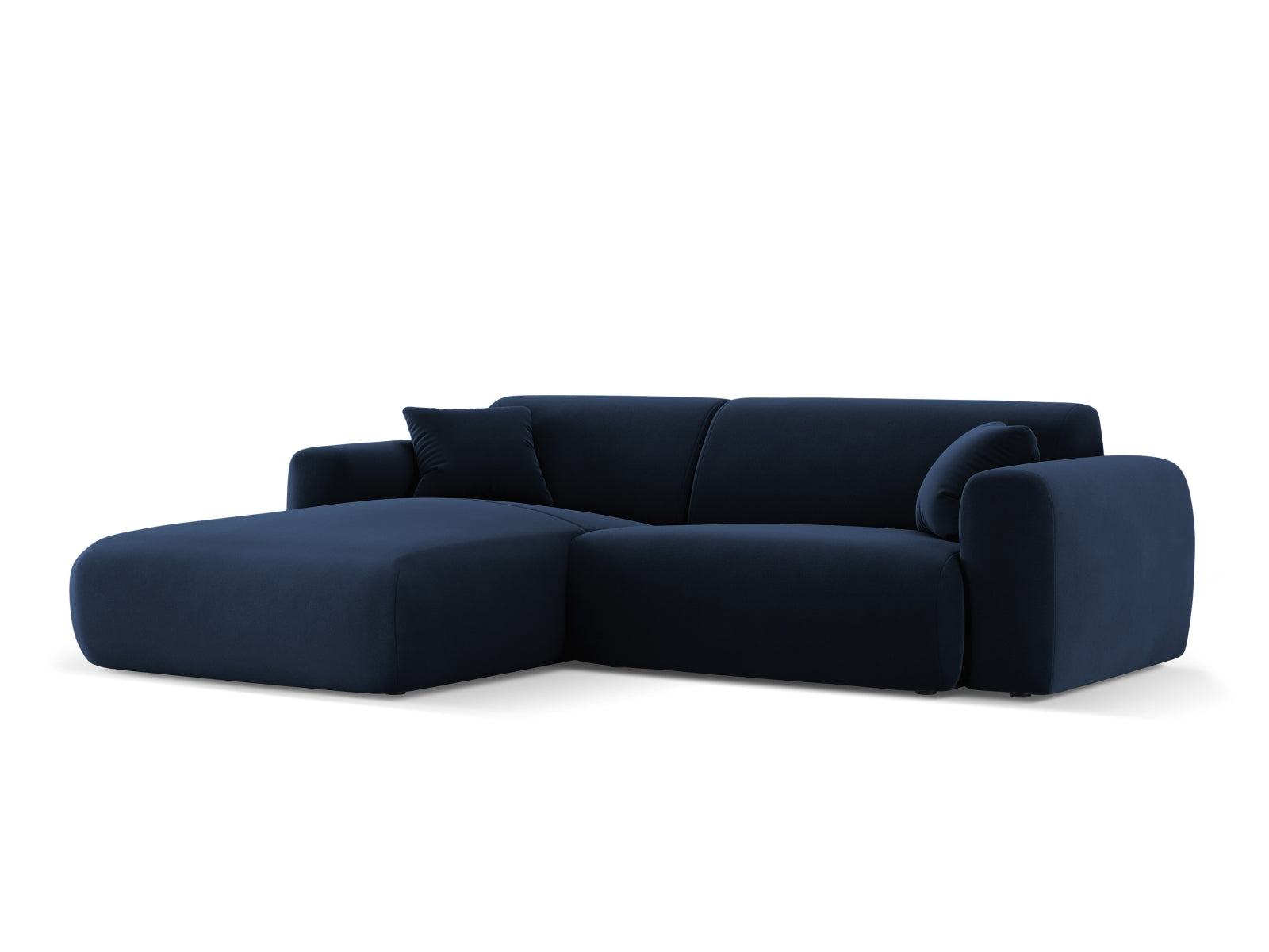 Modernes Nolio Velour Ecksofa links in royalblau, 4-Sitzer, 170 cm, perfekt für gemütliche Abende und stilvolle Einrichtung.