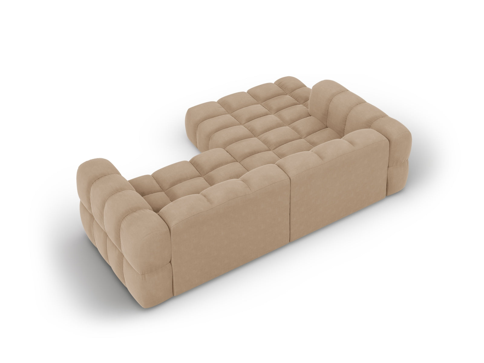Elegantes modulares Ecksofa in Sky Velour, links, 162 cm, in Sand-Casino, ideal für stilvolle Wohnräume von Cosmopolitan Design.