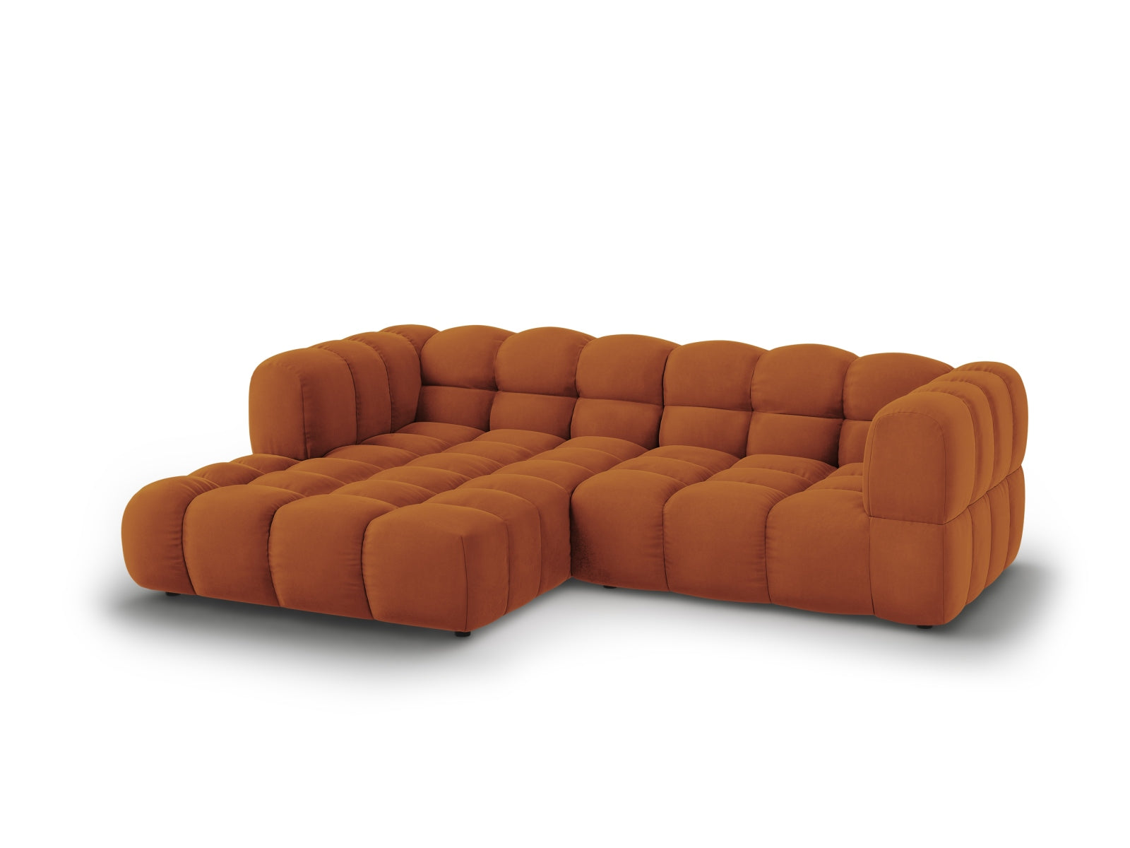 Elegantes Sky Velour Ecksofa links, 3-Sitzer, 162 cm, in stilvollem Terracotta, ideal für moderne Wohnräume.