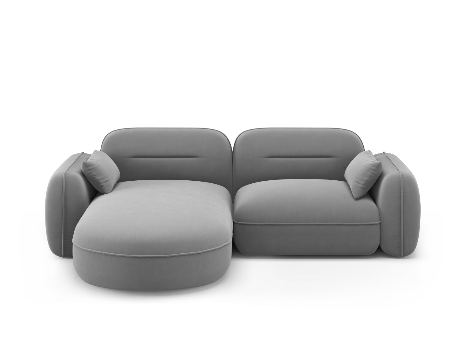 Sydney Velour Modular Ecksofa links 3 Sitzer in Light Grey-Casino präsentiert im Onlineshop von KAQTU Design AG. L-Sofa links ist von Cosmopolitan Design