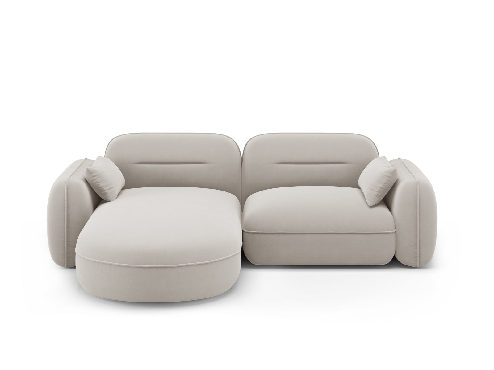 Sydney Velour Modular Ecksofa links 3 Sitzer in Light Beige präsentiert im Onlineshop von KAQTU Design AG. Ecksofa links ist von Cosmopolitan Design