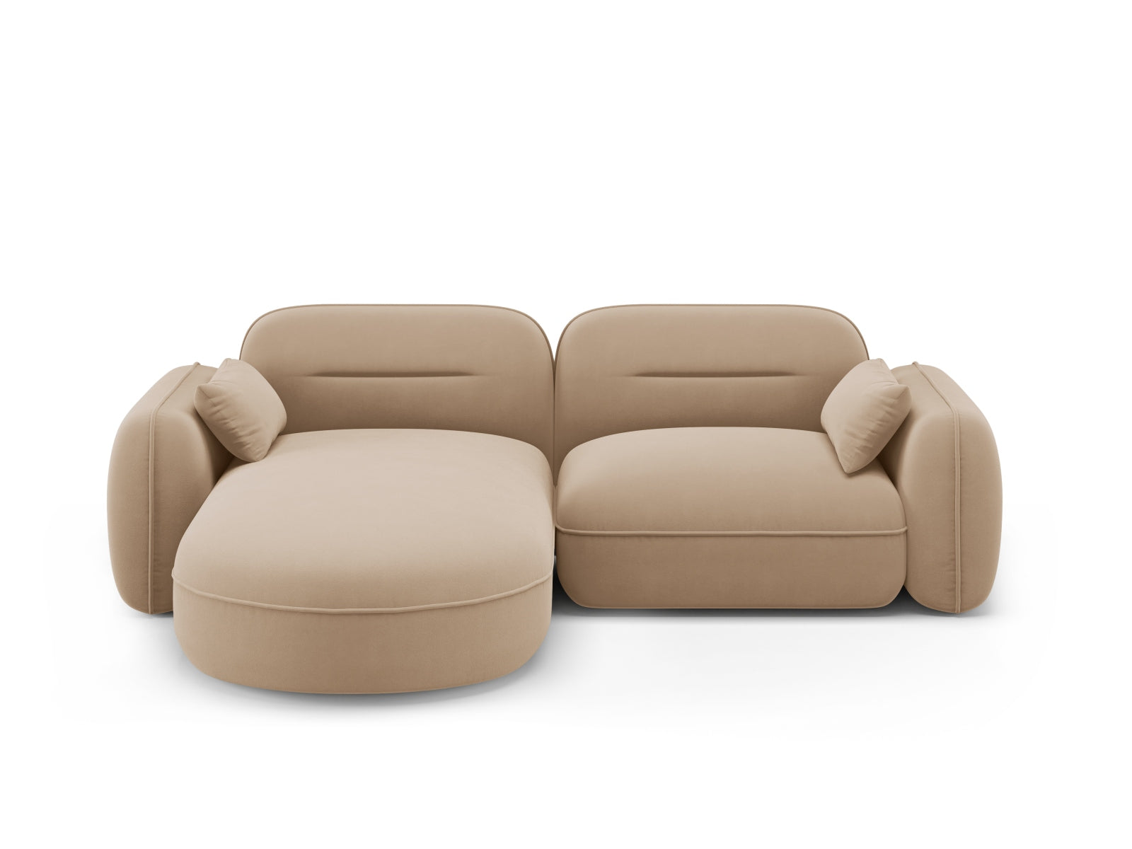 Sydney Velour Modular Ecksofa links 3 Sitzer in Sand-Casino präsentiert im Onlineshop von KAQTU Design AG. L-Sofa links ist von Cosmopolitan Design