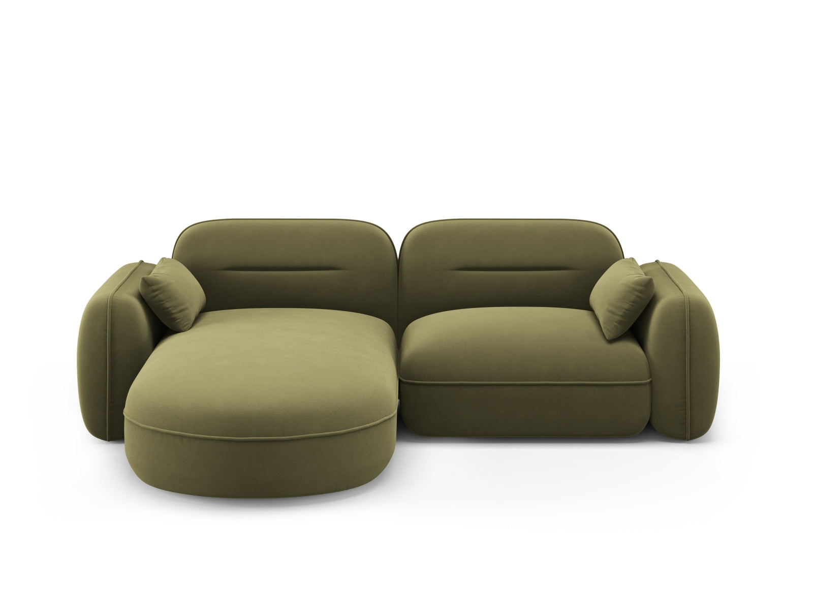Sydney Velour Modular Ecksofa links 3 Sitzer in Light Green-Casino präsentiert im Onlineshop von KAQTU Design AG. L-Sofa links ist von Cosmopolitan Design