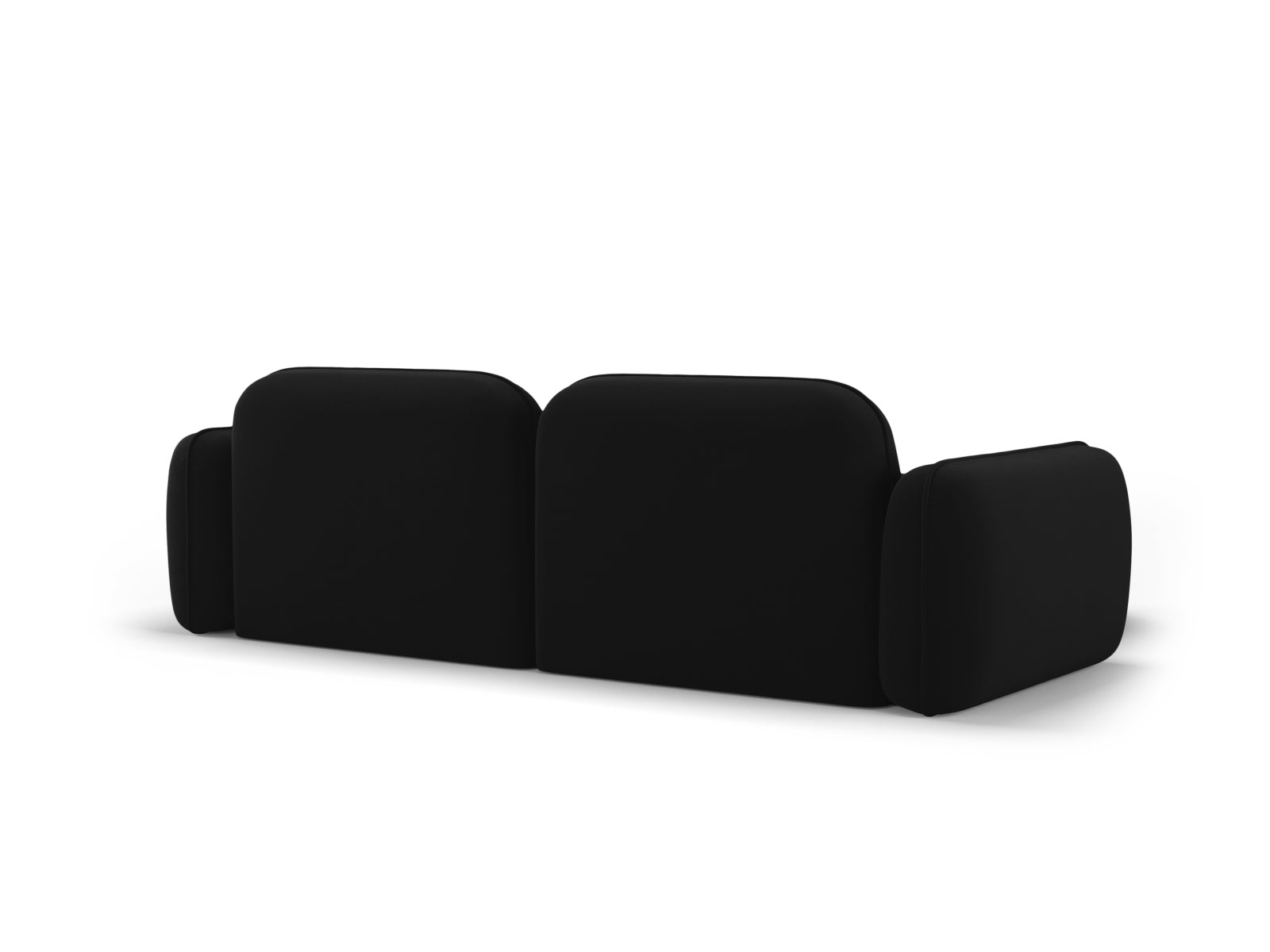 Elegantes Sydney Velour Ecksofa in Schwarz, perfekt für moderne Wohnräume. Bietet vielseitige Gestaltungsmöglichkeiten und hohen Sitzkomfort.