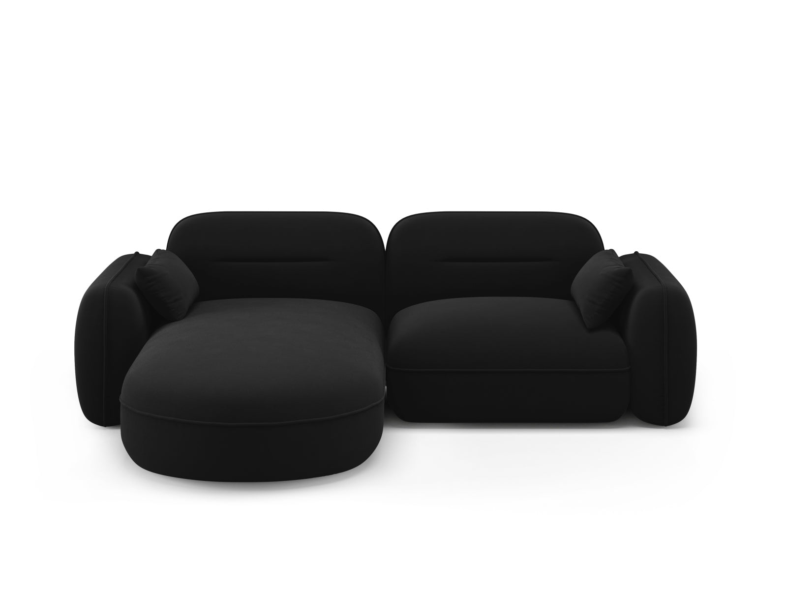 Sydney Velour Modular Ecksofa links 3 Sitzer in Black-Casino präsentiert im Onlineshop von KAQTU Design AG. L-Sofa links ist von Cosmopolitan Design