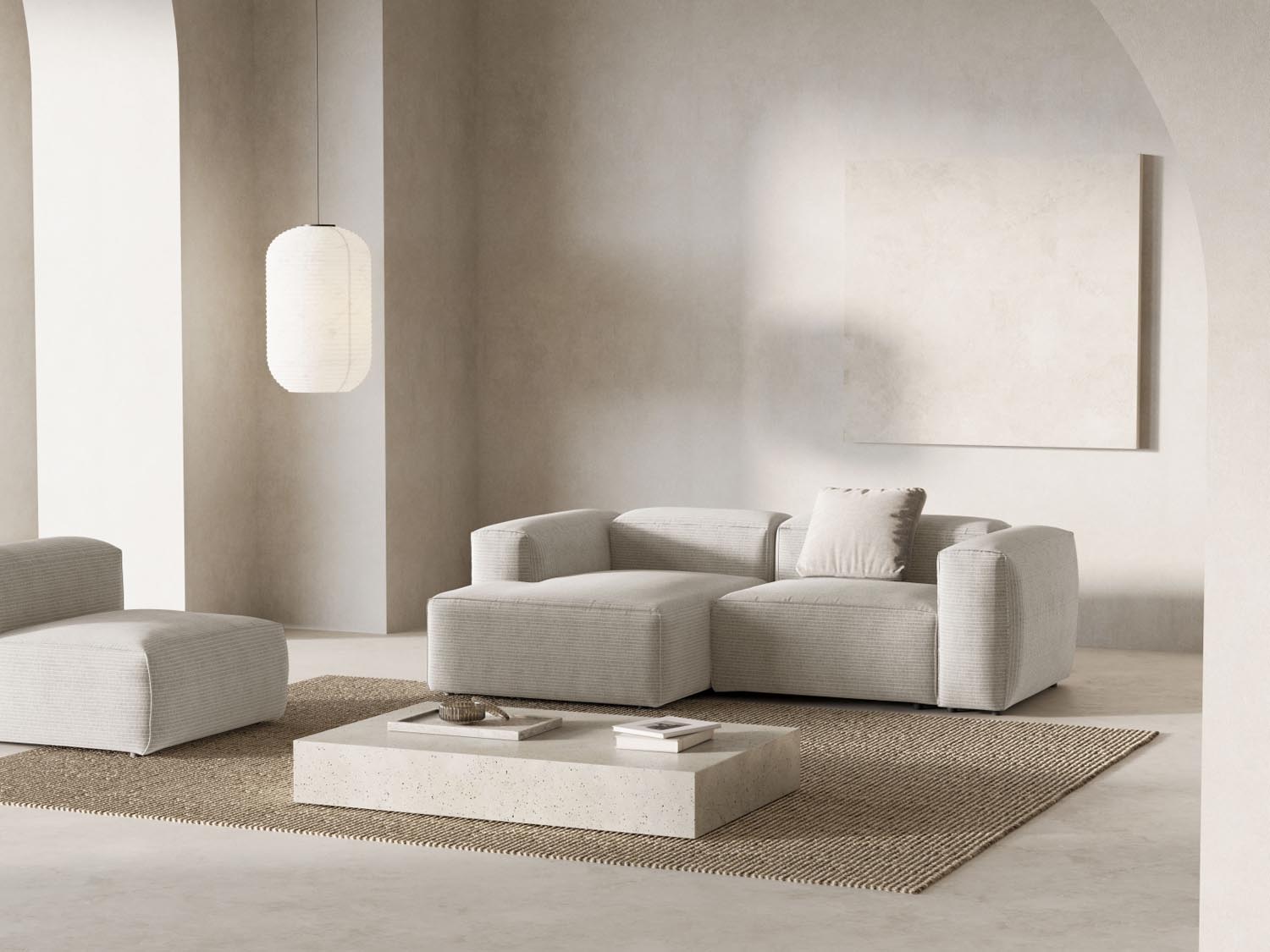 Bergamo Modulares Ecksofa links 2 Sitzer in Ivory-Perla präsentiert im Onlineshop von KAQTU Design AG. Ecksofa links ist von Cosmopolitan Design