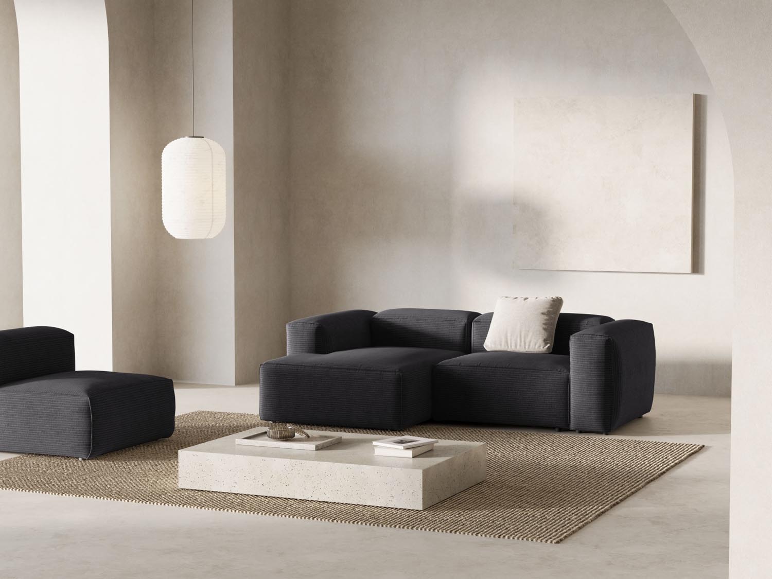 Bergamo Modulares Ecksofa links 2 Sitzer in Grey-Perla präsentiert im Onlineshop von KAQTU Design AG. Ecksofa links ist von Cosmopolitan Design