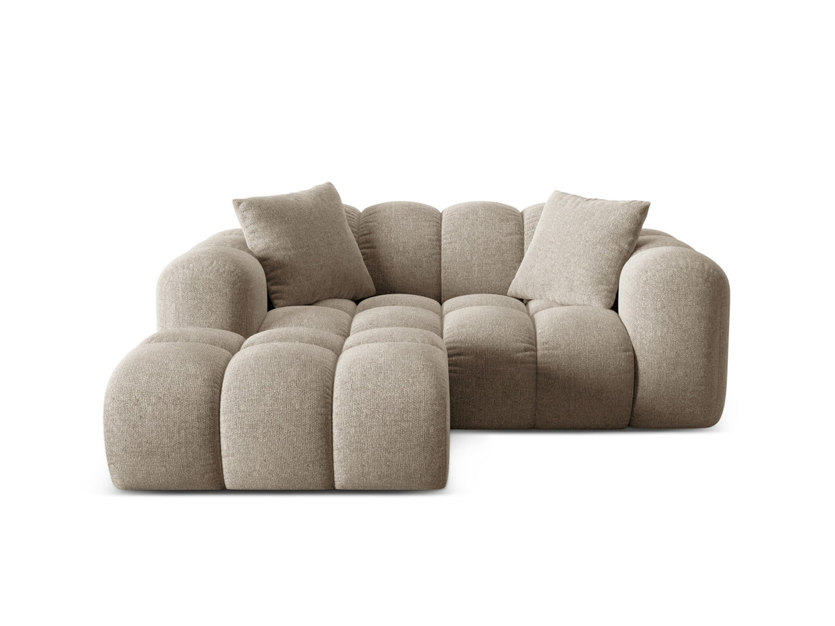 Ecksofa links Treno 2-Sitzer mit Récamiere, Stoffbezug und schwarzen Kunststoffbeinen