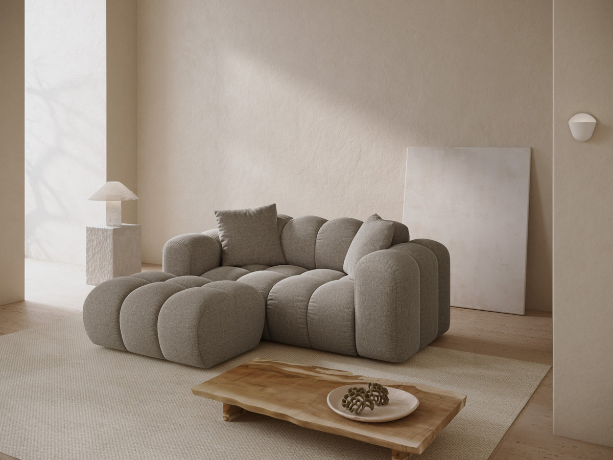 Ecksofa links Treno 2-Sitzer mit Récamiere, Stoffbezug und schwarzen Kunststoffbeinen
