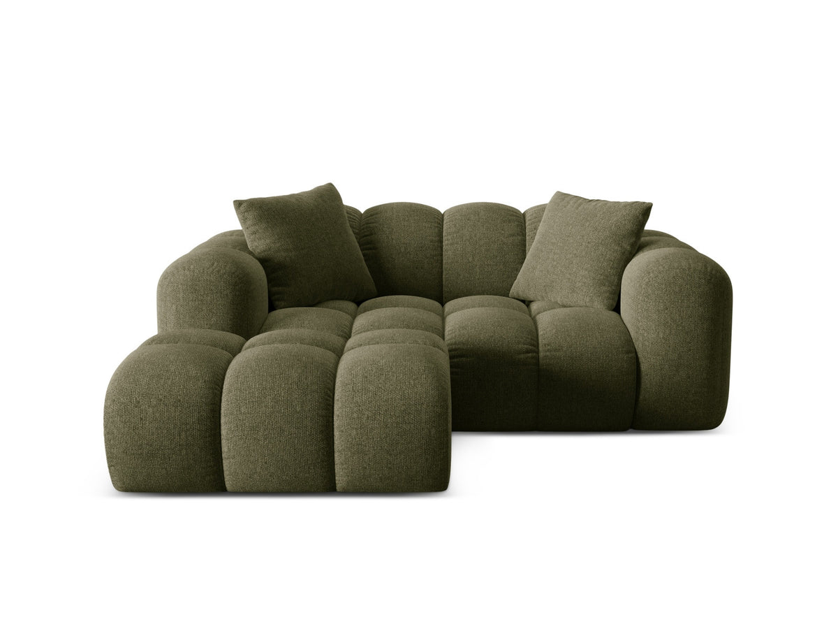 Ecksofa links Treno 2-Sitzer mit Récamiere, Stoffbezug und schwarzen Kunststoffbeinen