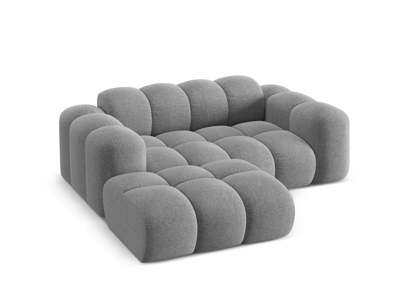 Modernes 2-Sitzer Ecksofa Treno in dezentem Grau, ideal für gemütliche Wohnräume, erhältlich bei Cosmopolitan Design.