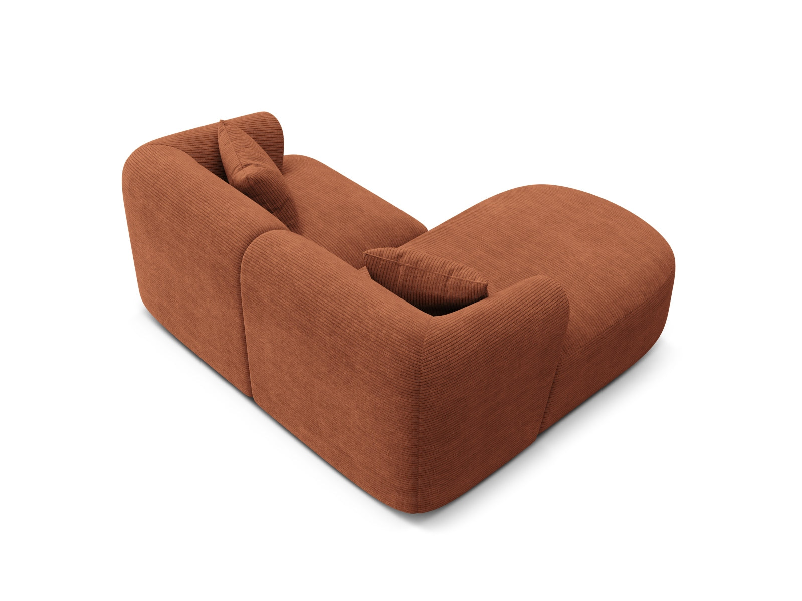 Elegantes 3-Sitzer Ecksofa Campi in sanftem Terracotta, perfekt für moderne Wohnkonzepte und gemütliche Entspannungsecken.