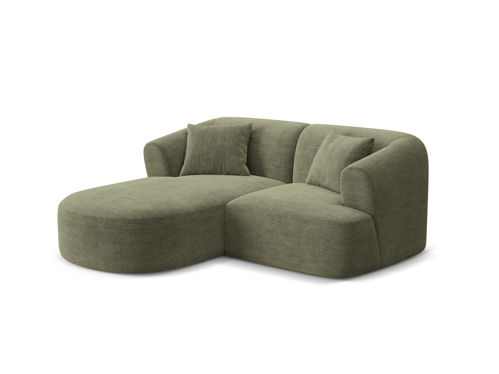 Modulares 3-Sitzer Ecksofa Campi in elegantem Moss Green-Lincoln D, ideal für stilvolle Wohnräume, erhältlich bei KAQTU Design AG.