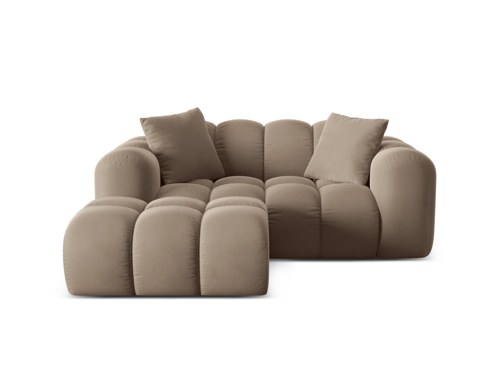 2-Sitzer Ecksofa links Treno in Cappuccino-Bluvel präsentiert im Onlineshop von KAQTU Design AG. Ecksofa links ist von Cosmopolitan Design