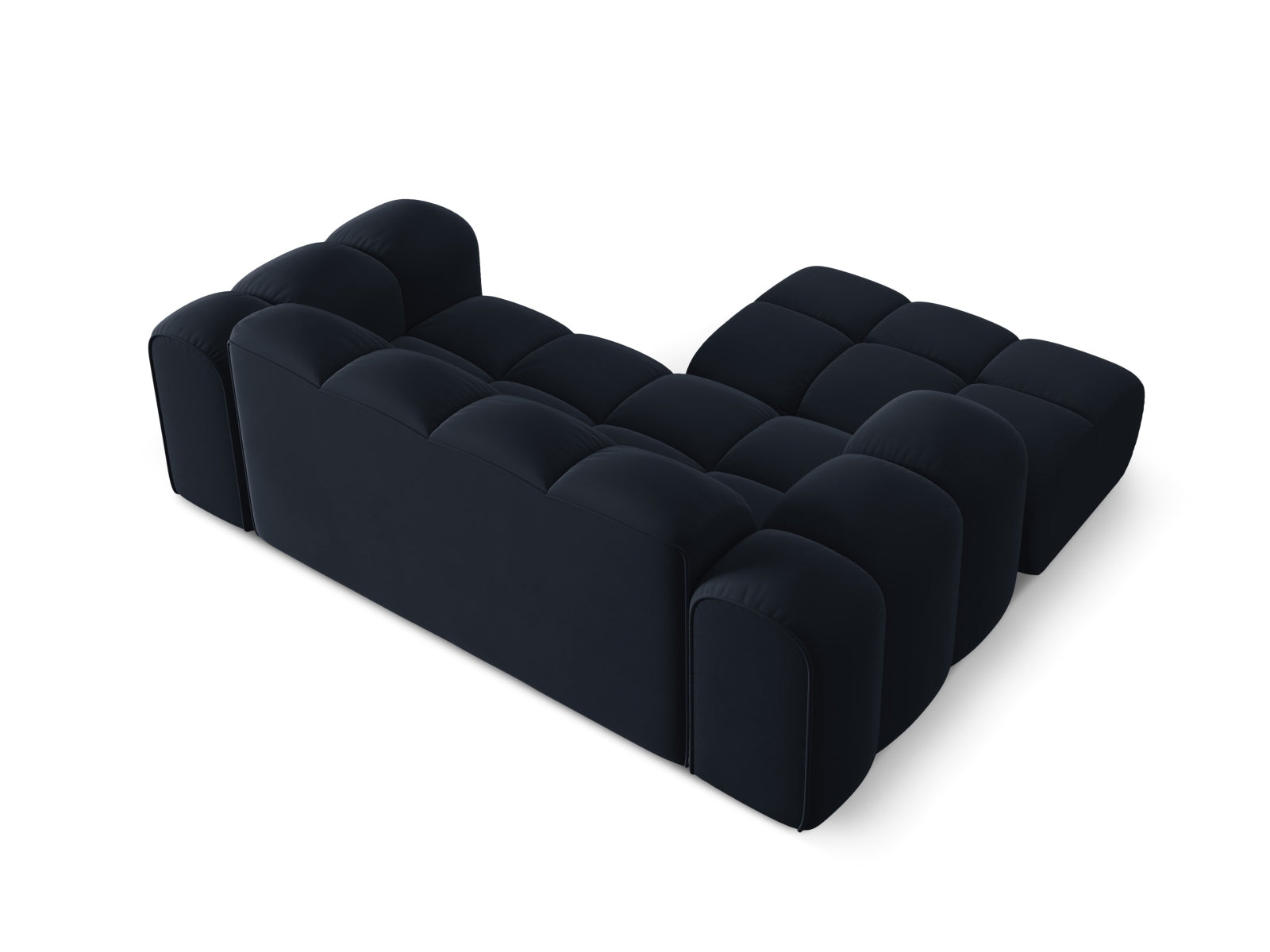 Modernes 2-Sitzer Ecksofa Treno in tiefem Blau, perfekt für gemütliche Abende und stilvolle Einrichtung, erhältlich bei Cosmopolitan Design.
