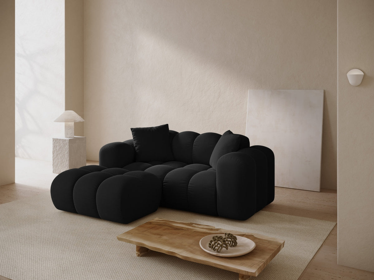 Ecksofa links Treno 2-Sitzer mit Récamiere, Stoffbezug und schwarzen Kunststoffbeinen