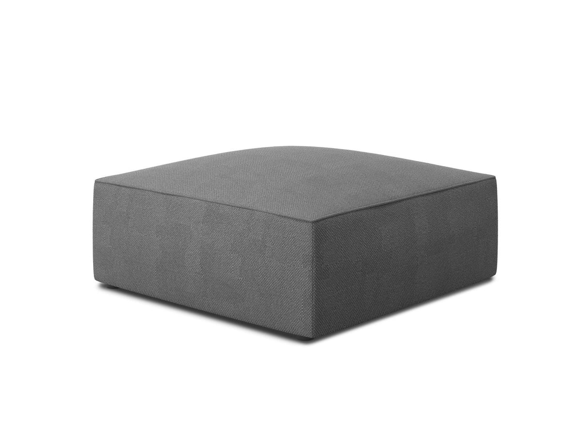 Runder Pouf mit hellblauem Cordstoff-Bezug, schwarzen Kunststoffbeinen und Massivholzrahmen, Modell Siena von Cosmopolitan Design.