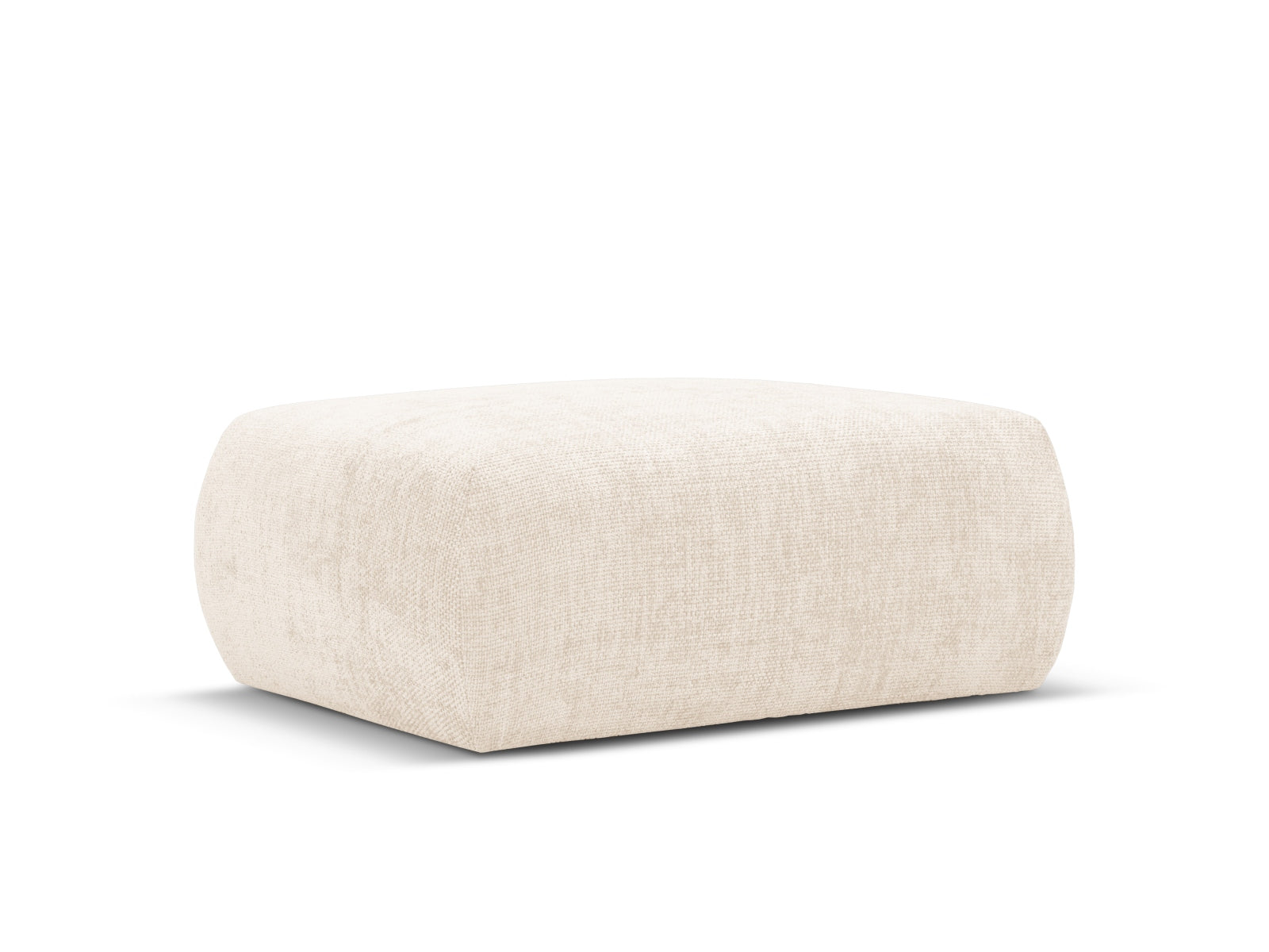 Moderner 1-Sitzer Pouf Matera in zartem Beige, perfekt für gemütliche Ecken und stilvolle Akzente in jedem Zuhause.
