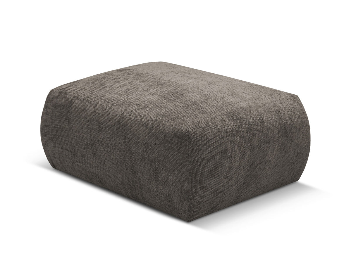 Gepolsterter Pouf Matera mit Velourbezug auf schwarzen Kunststoffbeinen, Cosmopolitan Design