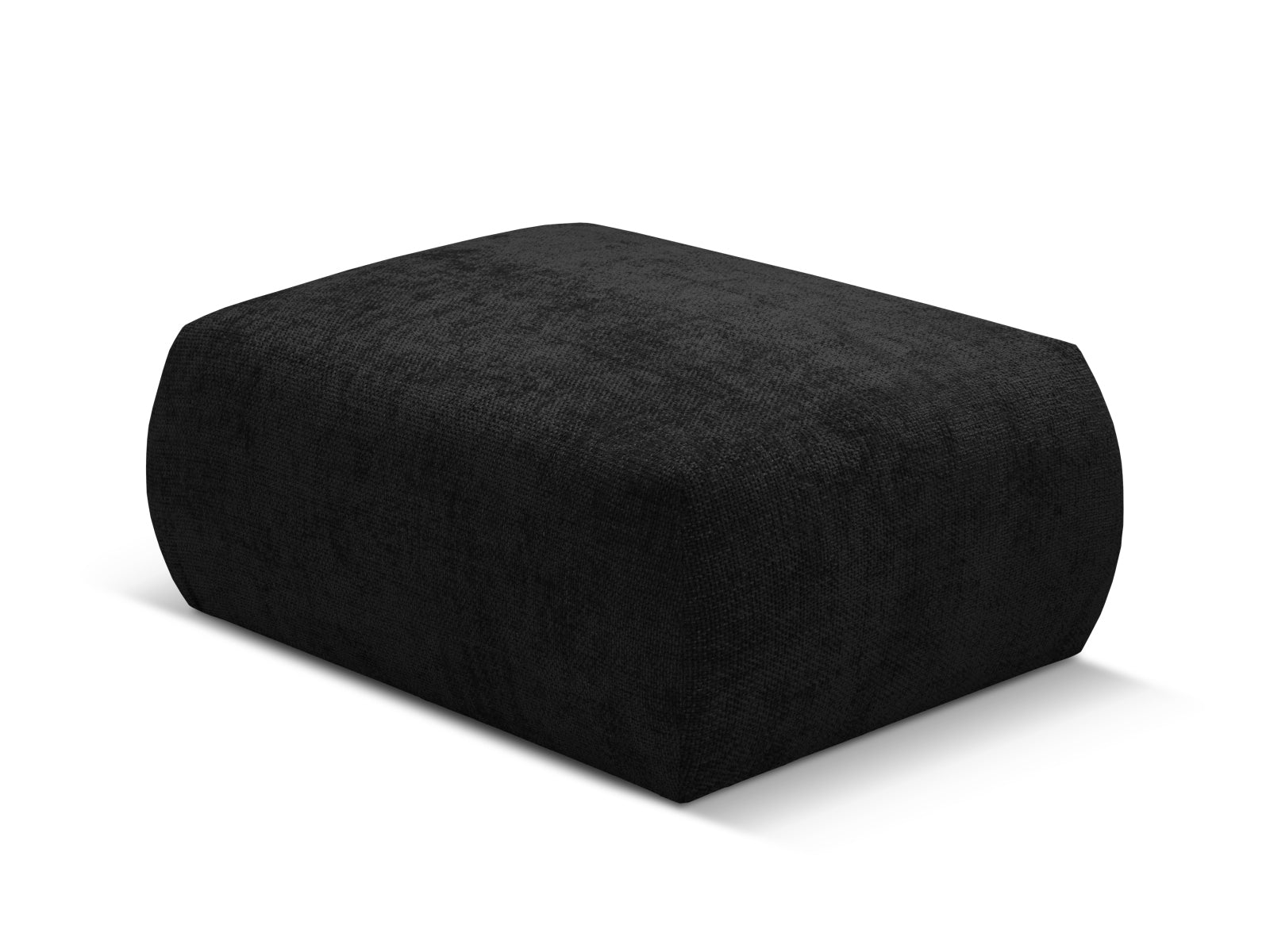 Eleganter 1-Sitzer Pouf Matera in zeitlosem Schwarz, ideal für entspannte Sitzgelegenheiten und geschmackvolle Wohnraumgestaltung.