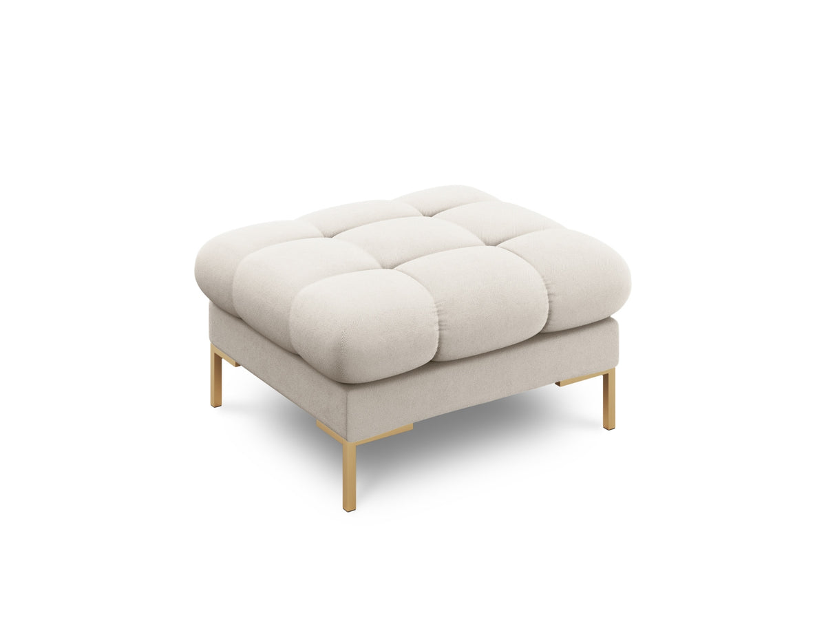Quadratischer Pouf Bali mit gepolsterter Sitzfläche aus Stoff auf schlanken Metallbeinen