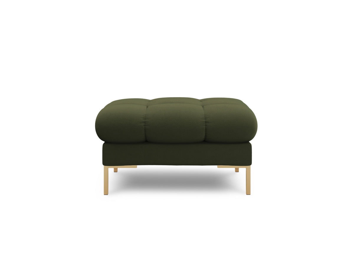 Quadratischer Pouf Bali mit gepolsterter Sitzfläche aus Stoff auf schlanken Metallbeinen