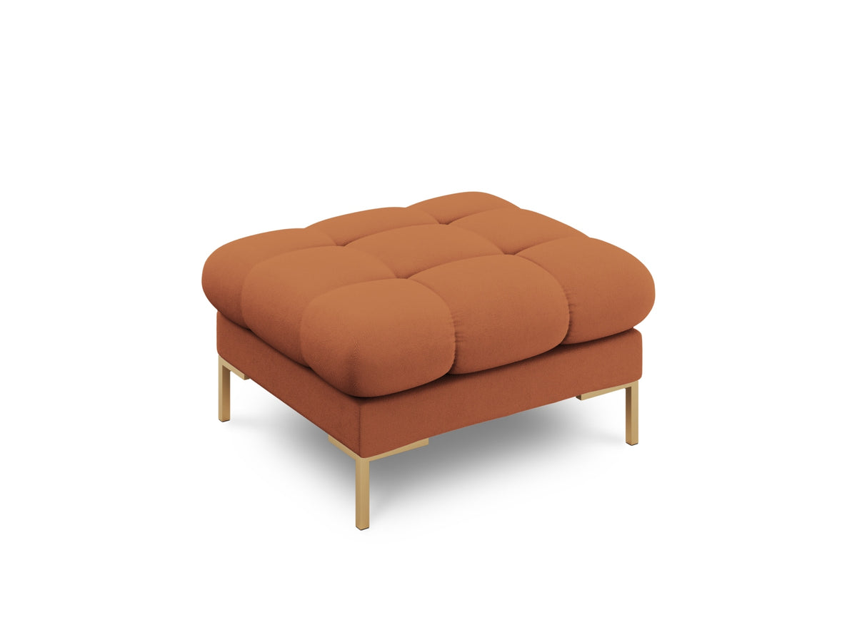 Quadratischer Pouf Bali mit gepolsterter Sitzfläche aus Stoff auf schlanken Metallbeinen