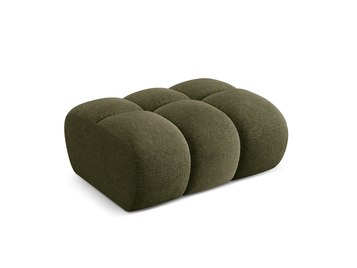 Rechteckiger Pouf Treno mit gepolsterter Sitzfläche, Stoffbezug und flachen schwarzen Beinen