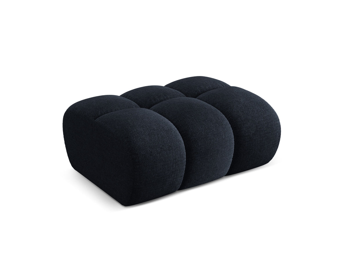 Rechteckiger Pouf Treno mit gepolsterter Sitzfläche, Stoffbezug und flachen schwarzen Beinen