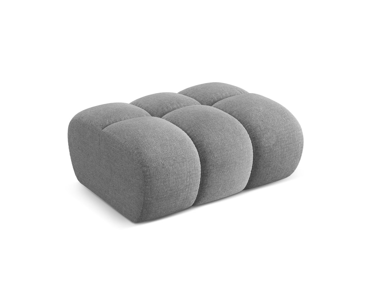 Rechteckiger Pouf Treno mit gepolsterter Sitzfläche, Stoffbezug und flachen schwarzen Beinen