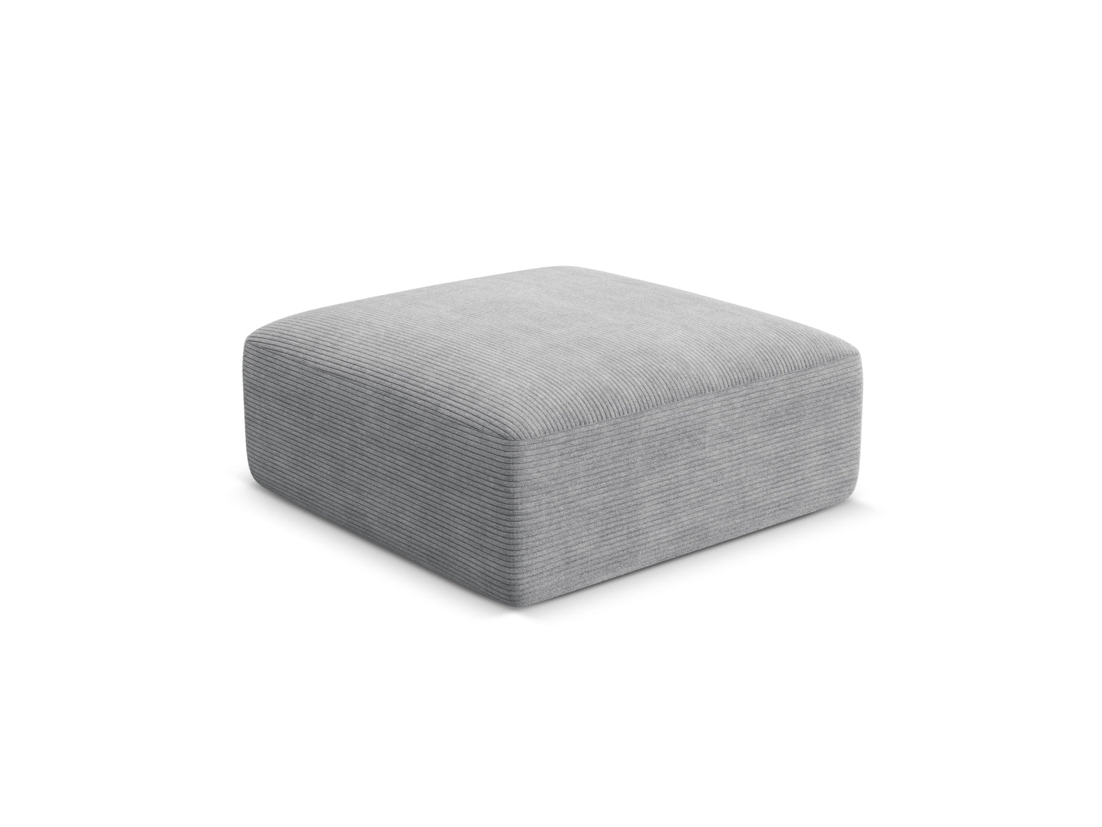 Eleganter 1-Sitzer Pouf Campi in stilvollem Silver-Lincoln D, ideal für moderne Wohnräume und gemütliche Akzente.