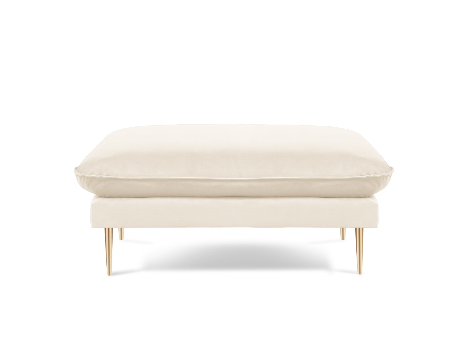 Eleganter Vienna Velour Pouf mit einem Durchmesser von 80 cm in sanftem Beige und goldenen Akzenten, ideal für stilvolle Wohnräume.