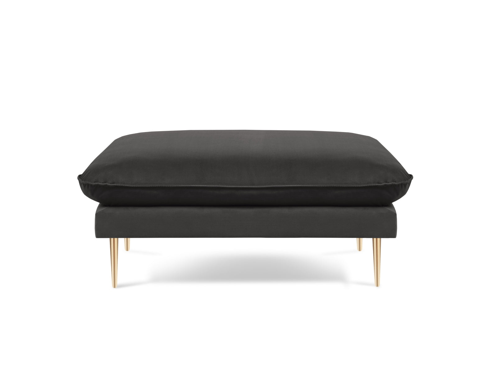 Eleganter Vienna Velour Pouf mit 80 cm Durchmesser in Dunkelgrau und Gold-Bluvel, ideal für stilvolle Wohnräume.