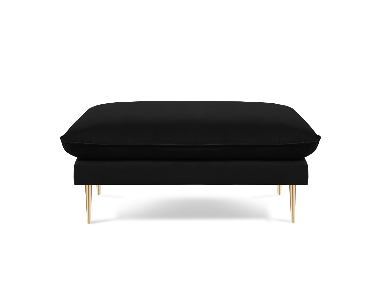 Eleganter Vienna Velour Pouf mit 80 cm Durchmesser in stilvollem Schwarz und Gold-Bluvel, ideal für moderne Wohnräume.