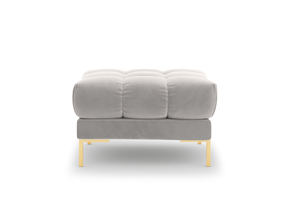 Quadratischer Pouf Bali mit gepolsterter Sitzfläche aus Stoff auf schlanken Metallbeinen