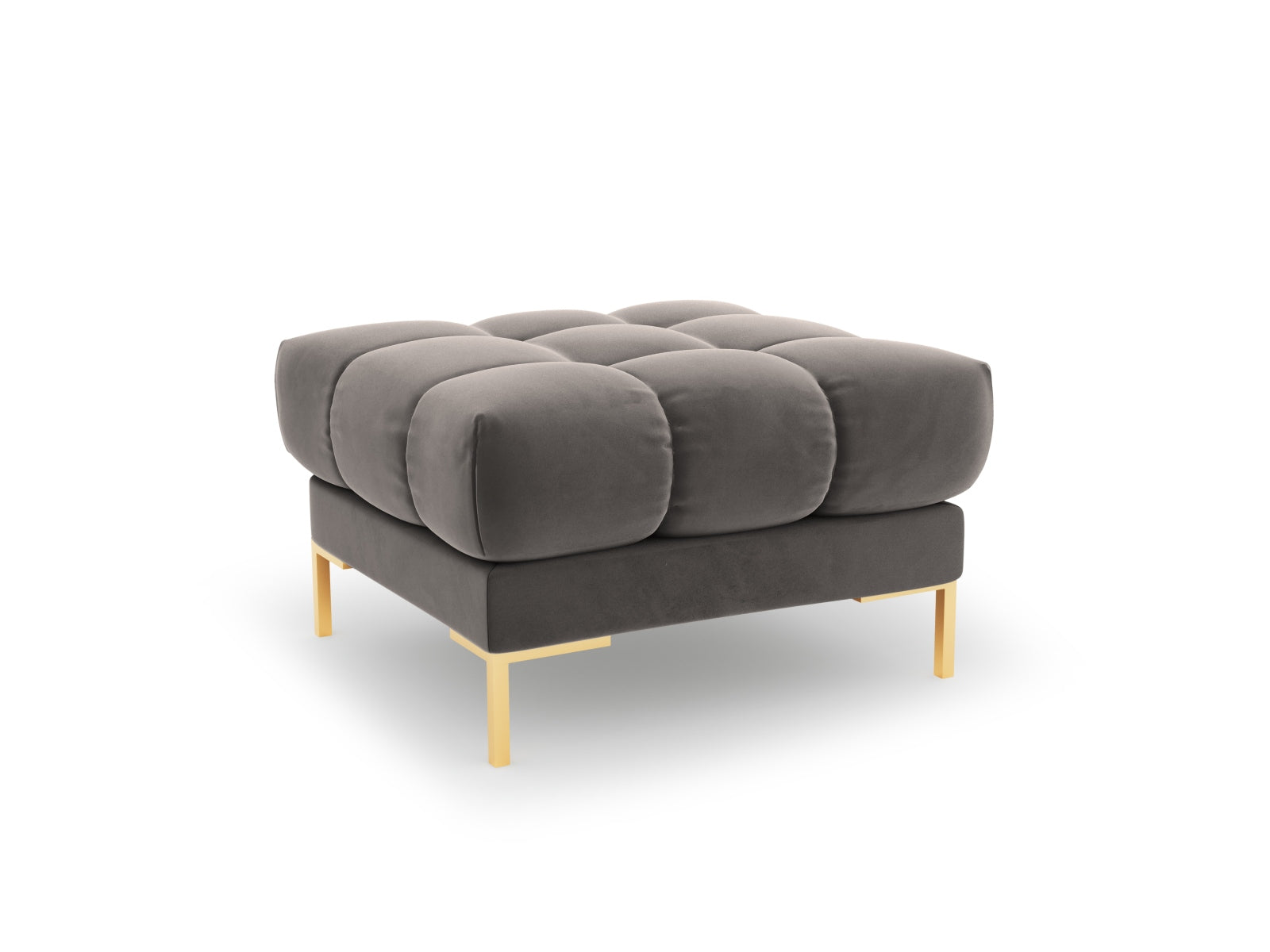 Eleganter 1-Sitzer Pouf Bali in sanftem Light Grey-Bluvel, ideal für stilvolle Wohnräume und entspannte Sitzgelegenheiten.