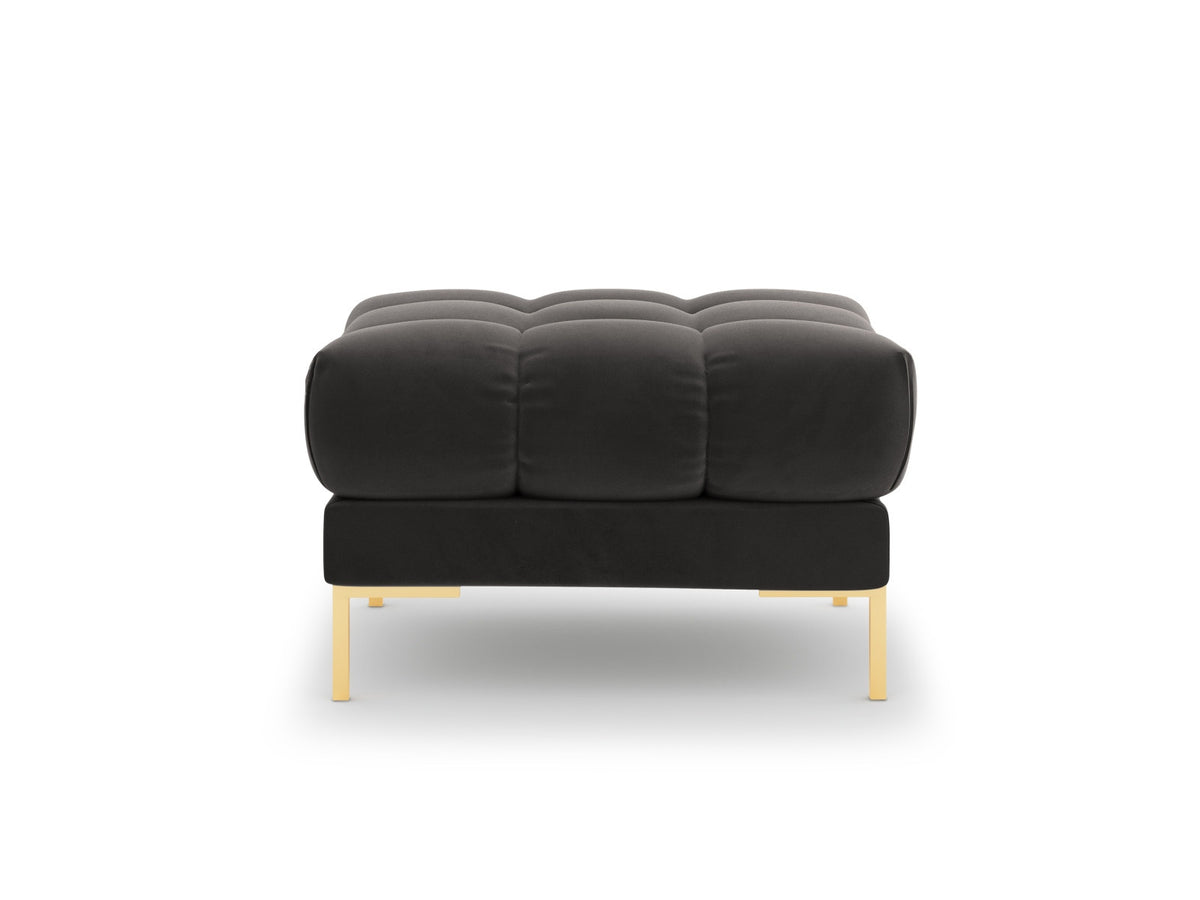 Quadratischer Pouf Bali mit gepolsterter Sitzfläche aus Stoff auf schlanken Metallbeinen