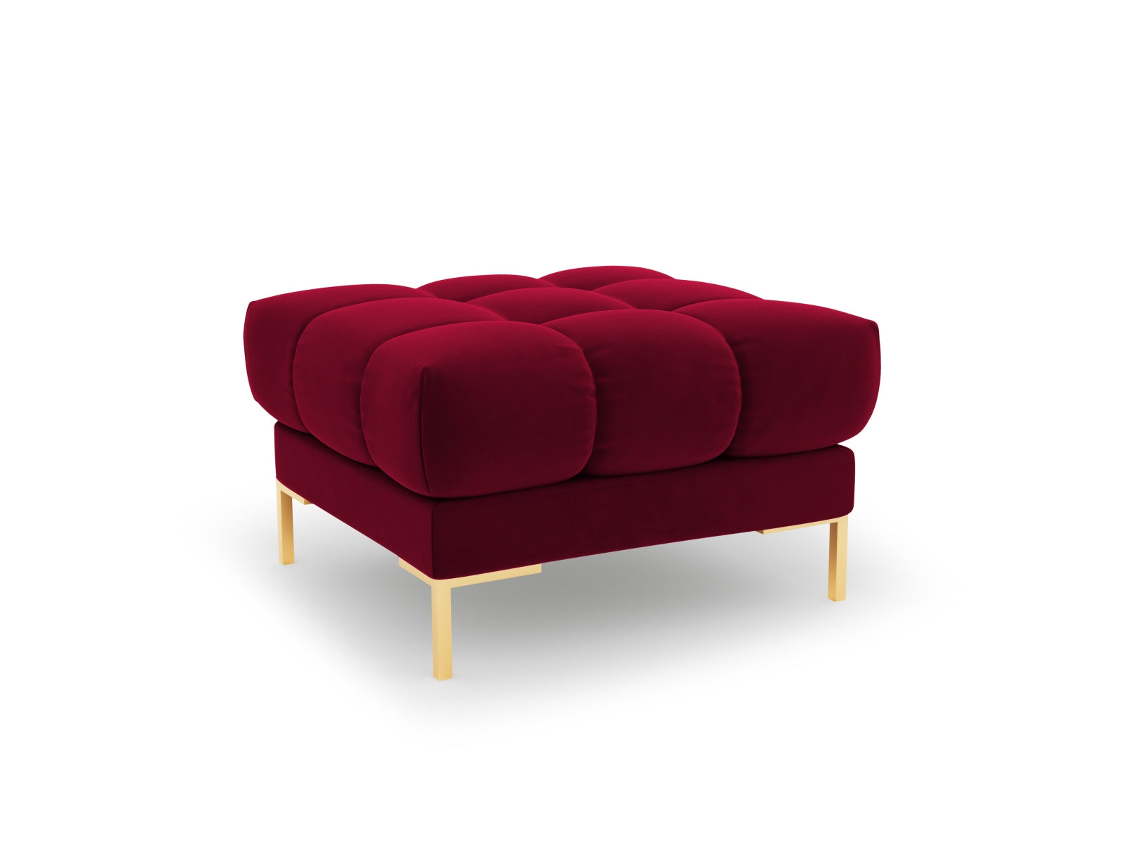 Eleganter 1-Sitzer Pouf Bali aus feinem Red-Bluvel, ideal für entspannte Sitzgelegenheiten und geschmackvolle Wohnraumgestaltung.