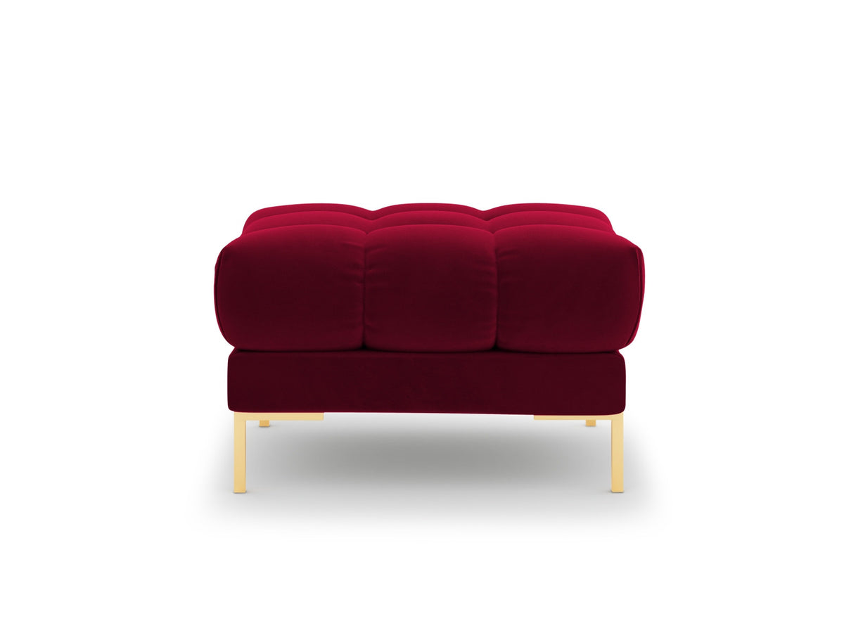 Quadratischer Pouf Bali mit gepolsterter Sitzfläche aus Stoff auf schlanken Metallbeinen